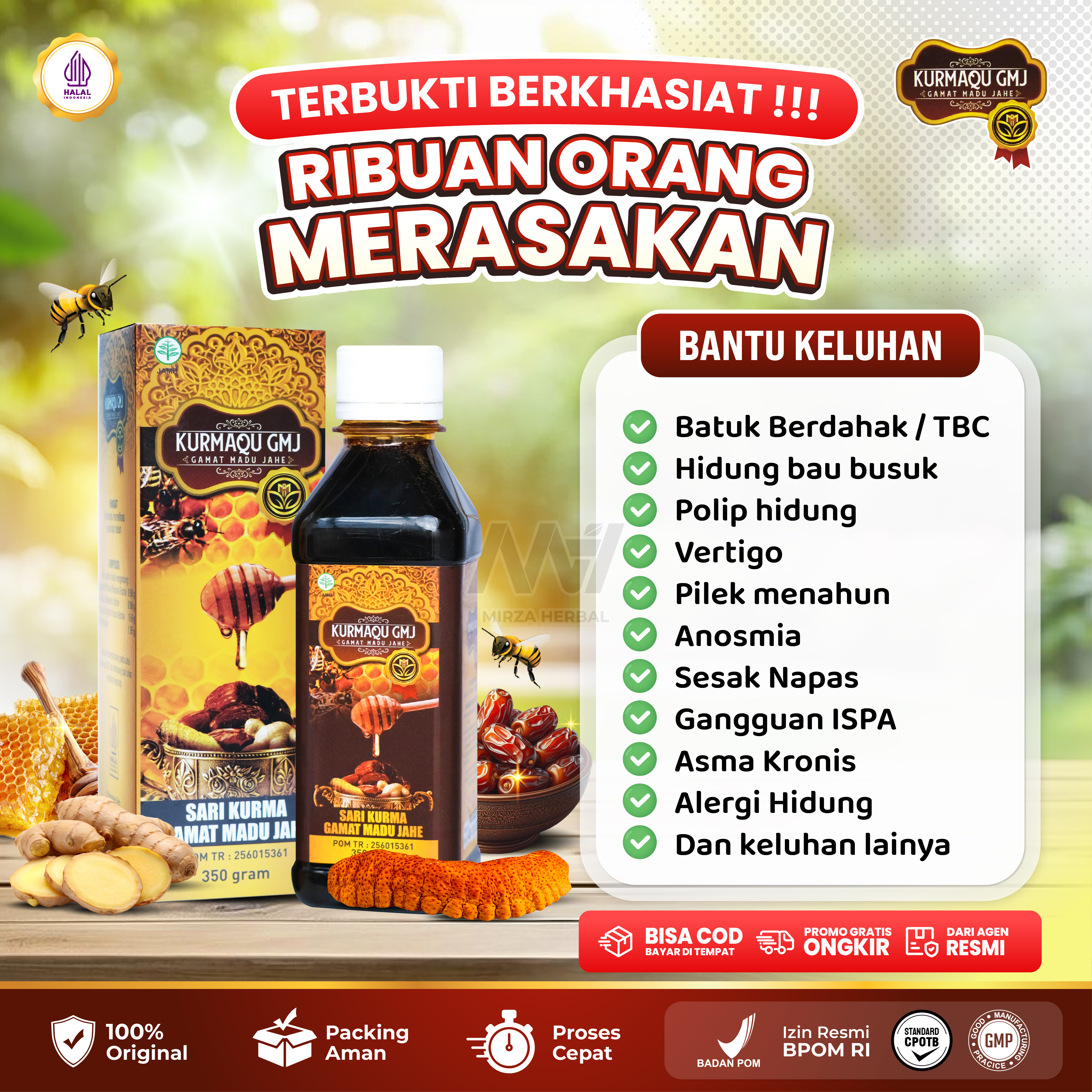 KurmaQu GMJ Sari Kurma Gamat Madu Jahe Asli 100% Original Aman Sudah Halal MUI dan BPOM