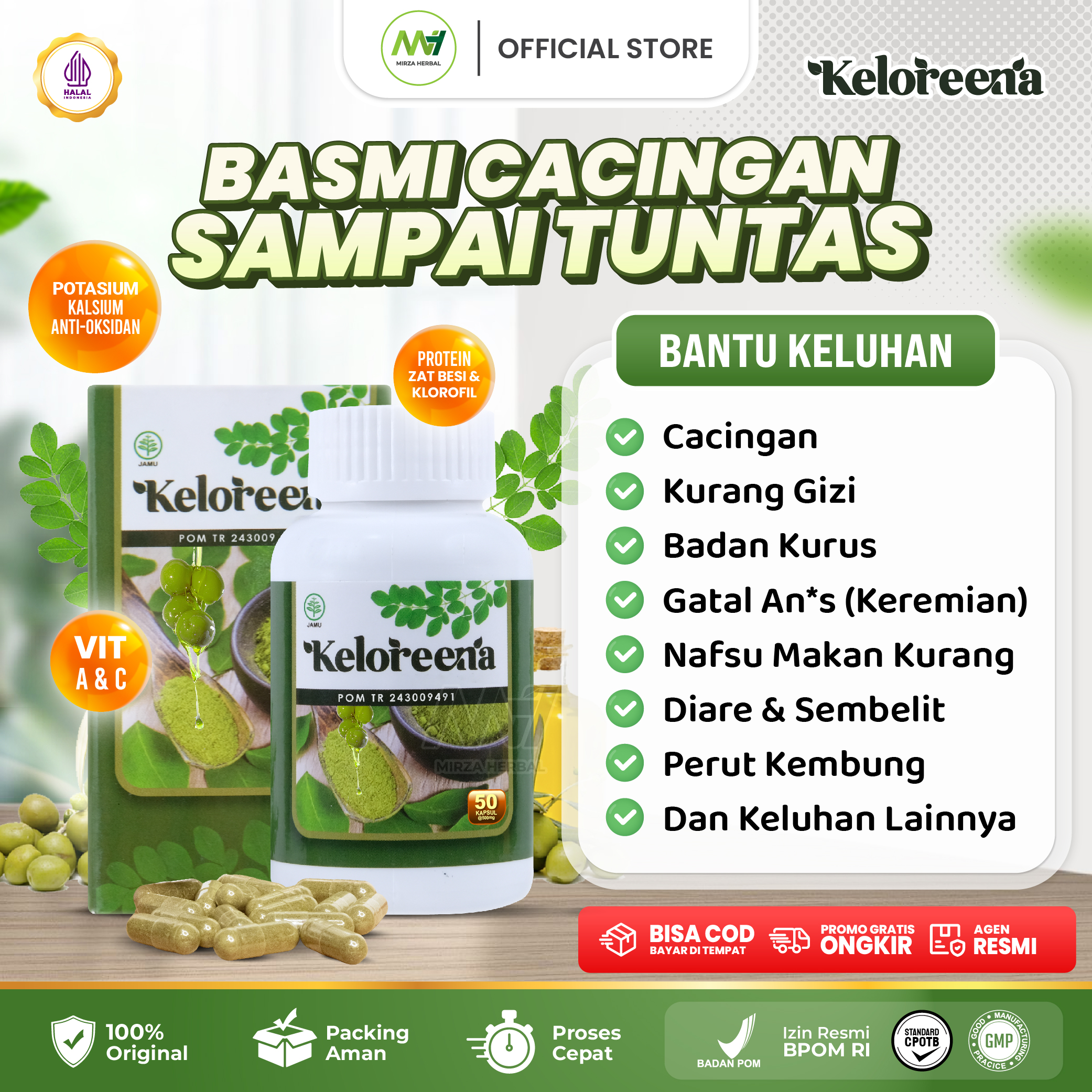 Ekstrak Daun Kelor Isi 100 Kapsul Keloreena