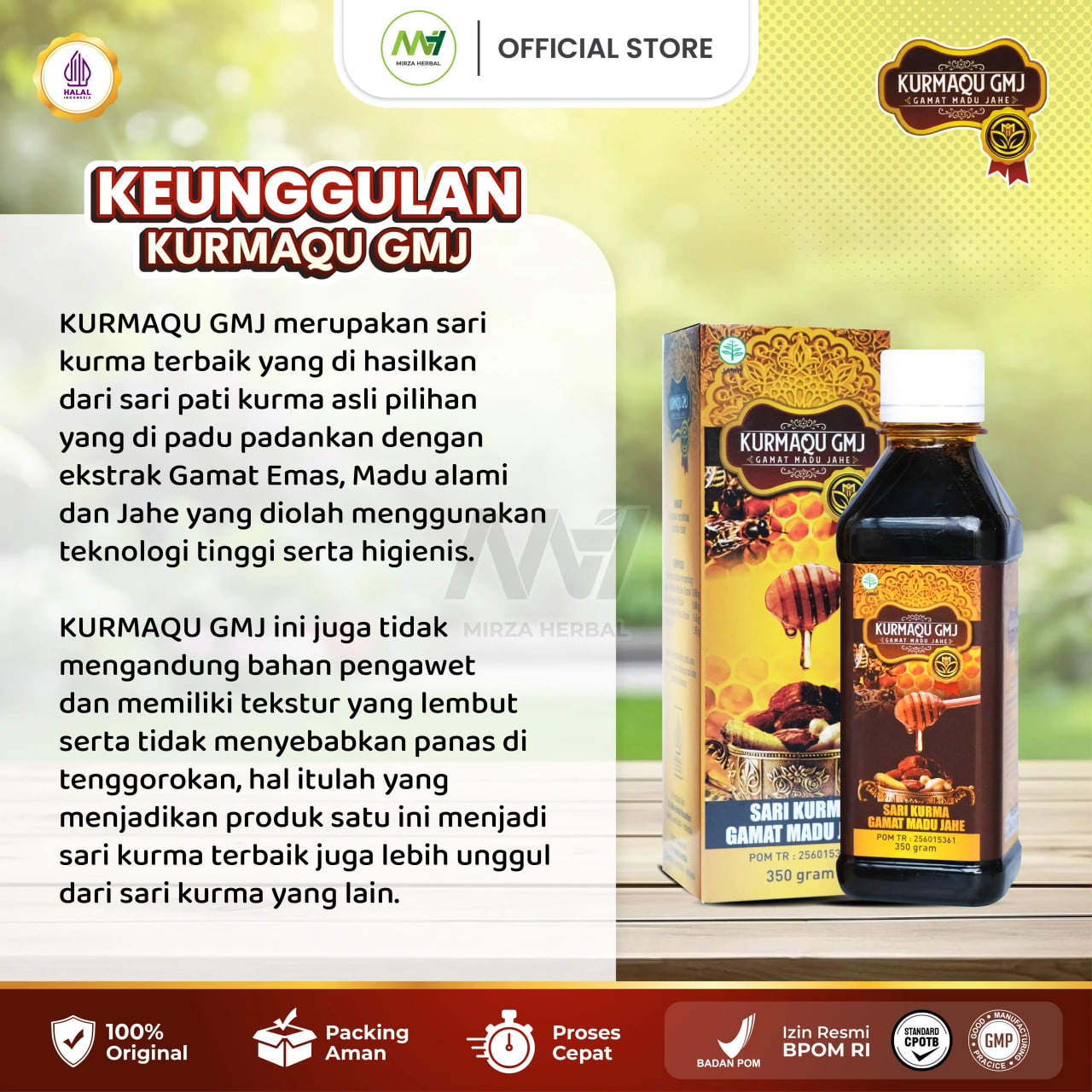 KurmaQu GMJ Sari Kurma Gamat Madu Jahe Asli 100% Original Aman Sudah Halal MUI dan BPOM 2