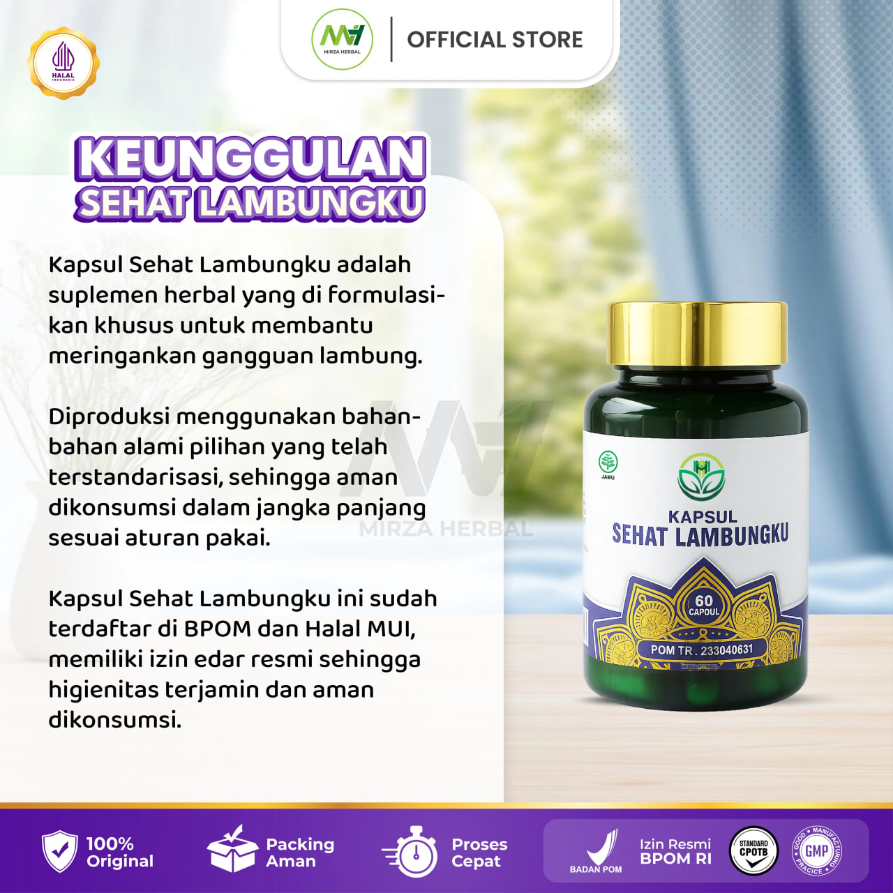 Kapsul Sehat Lambung Original 100% Asli Untuk Lambung Aman Sudah HALAL BPOM Isi 60 Kapsul 2